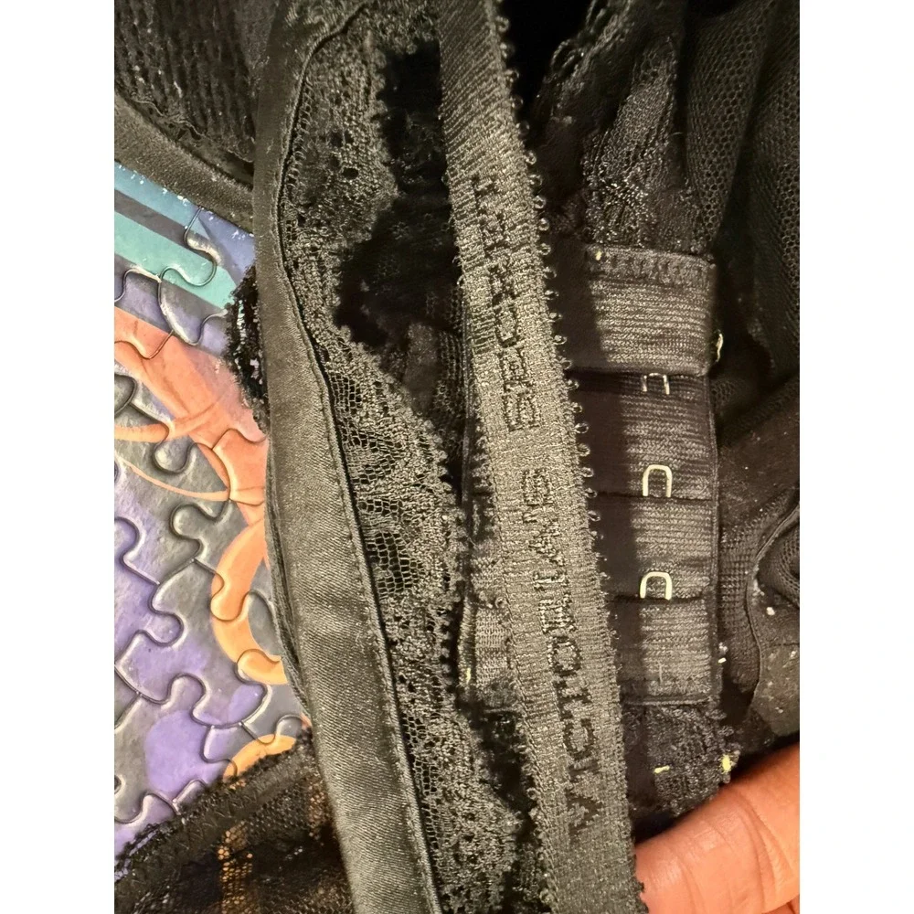 Victorias Secret‎ Black Floral Lace Unlined Demi Bra Underwire 34D